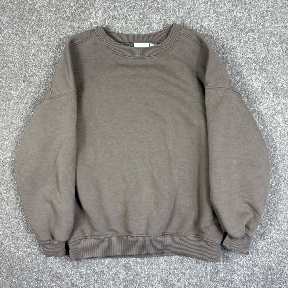 Zara Kids Boys Girls Taupe Brown Fleece Crewneck Sweatshirt Size 6 Years 116cm
